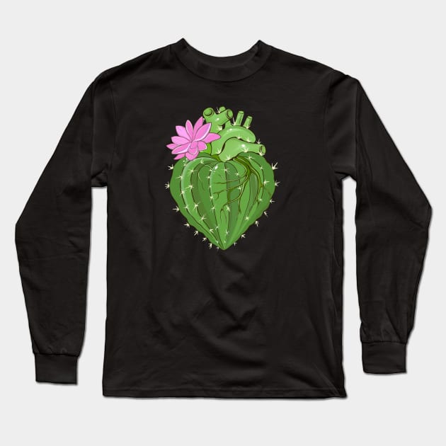 Cactus shape Heart and succulent plant flower, Prickly Heart, succulent lover, Plant lover Long Sleeve T-Shirt by Collagedream